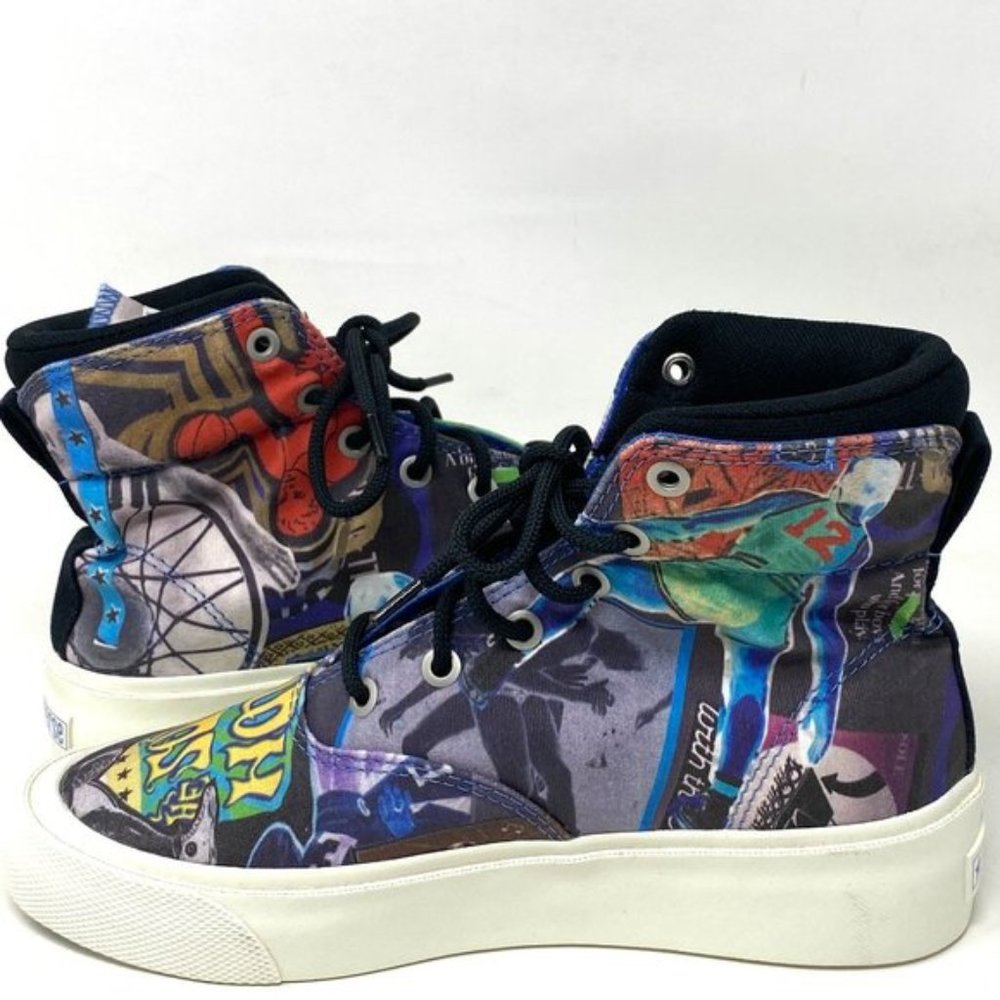 Converse Skid Grip Shoes High Top Men's Black Blue Yellow White Canvas